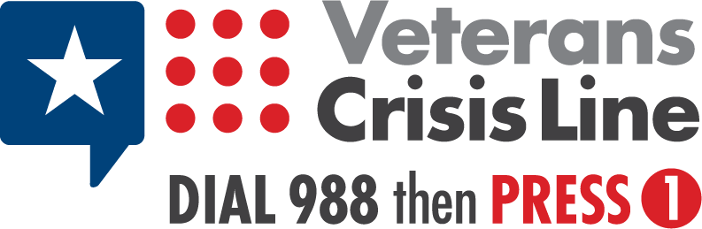 Veterans Crisis Line logo and number