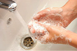 Image hand washing with soap and water